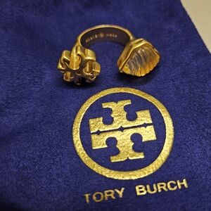 Tory Burch Gold Statement Ring 💍 Open Face Roxanne Collection Size 7 1/2